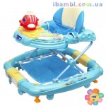 Ходунки-качалка M 0536-1 (2в1 голубые, с рыбкой)